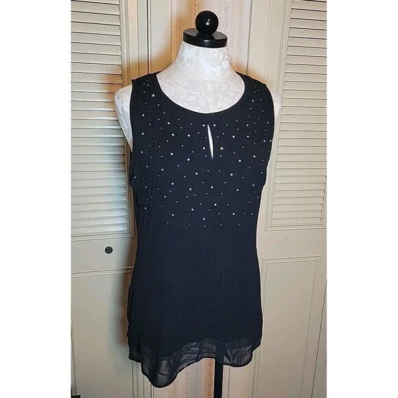 Belldini Women's Black Studded Sleeveless Top 1X ~ Soft - Picture 1 of 11